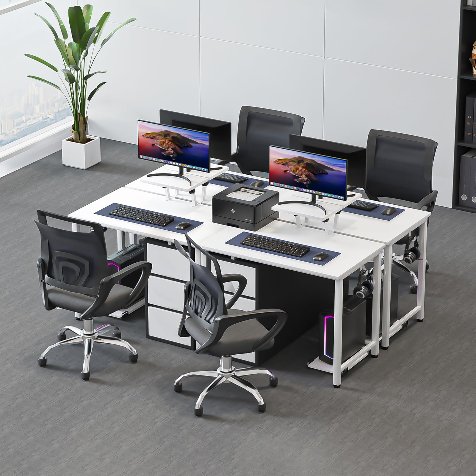 Bureau Informatique 80x40cm, Bureau d'Ordinateur Simple, Petit Table de Bureaux avec Support Amovible de Surélévation, Adapté au Bureaux, au Salon, à la Maison (Blanc)