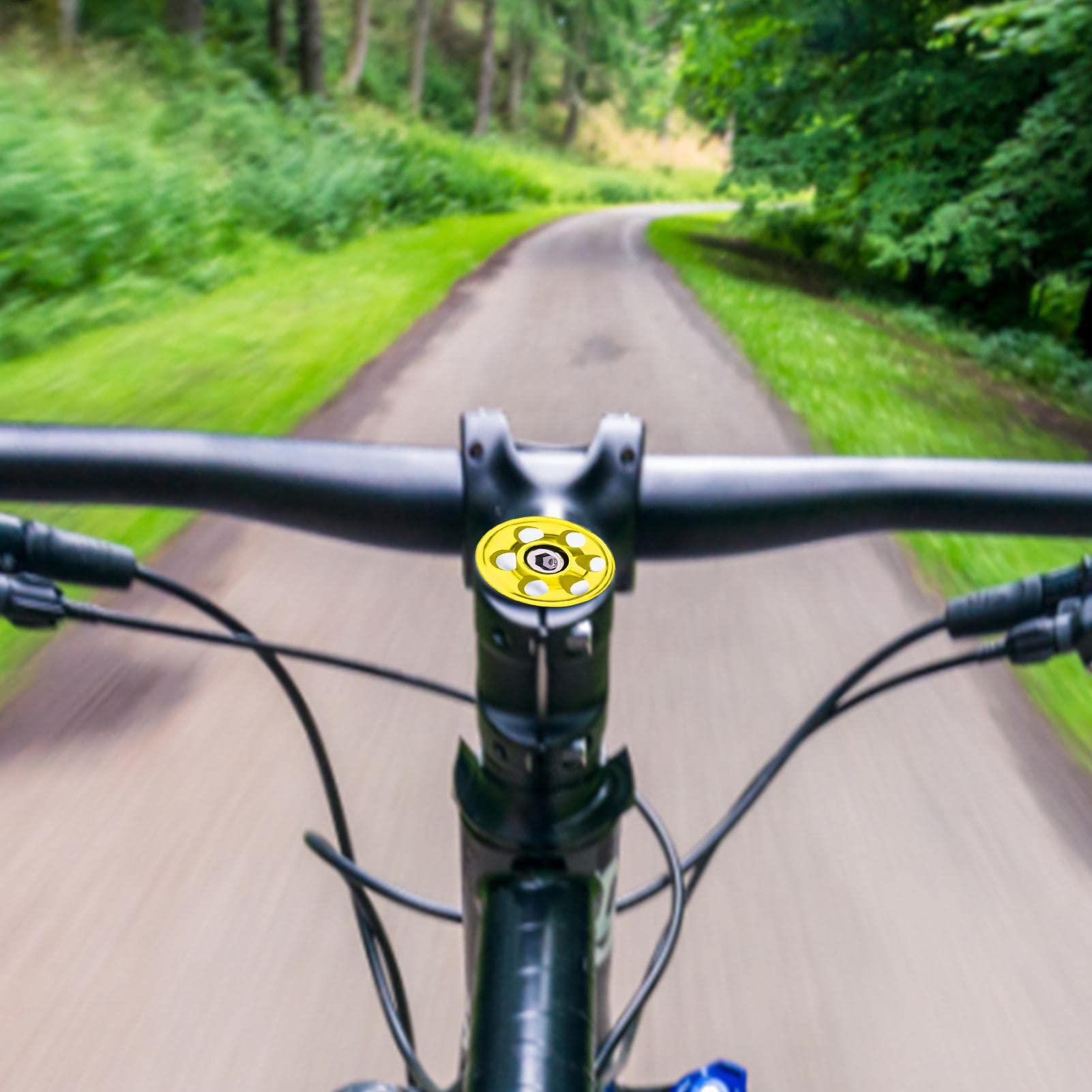 Stem Top Cap | Bicycle Front Fork Headset Top Cap - Hollow Out Aluminum Alloy Front Fork Top Cover, Stem Top Caps Bowl Bike Stem Cover with Screws ??, Gold