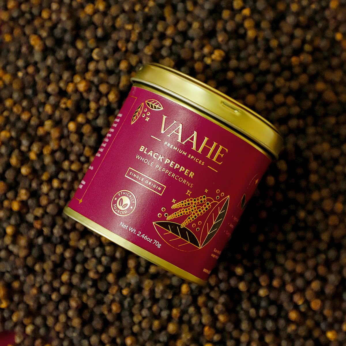 VAAHE Black Pepper Whole (Kali Mirch) | Single Origin (Kerala) | Freshly Packed | 100% Pure and Natural | Premium Tin Box (70 gm) (B0D9P8VTGK) Amazon Price History, Amazon Price Tracker