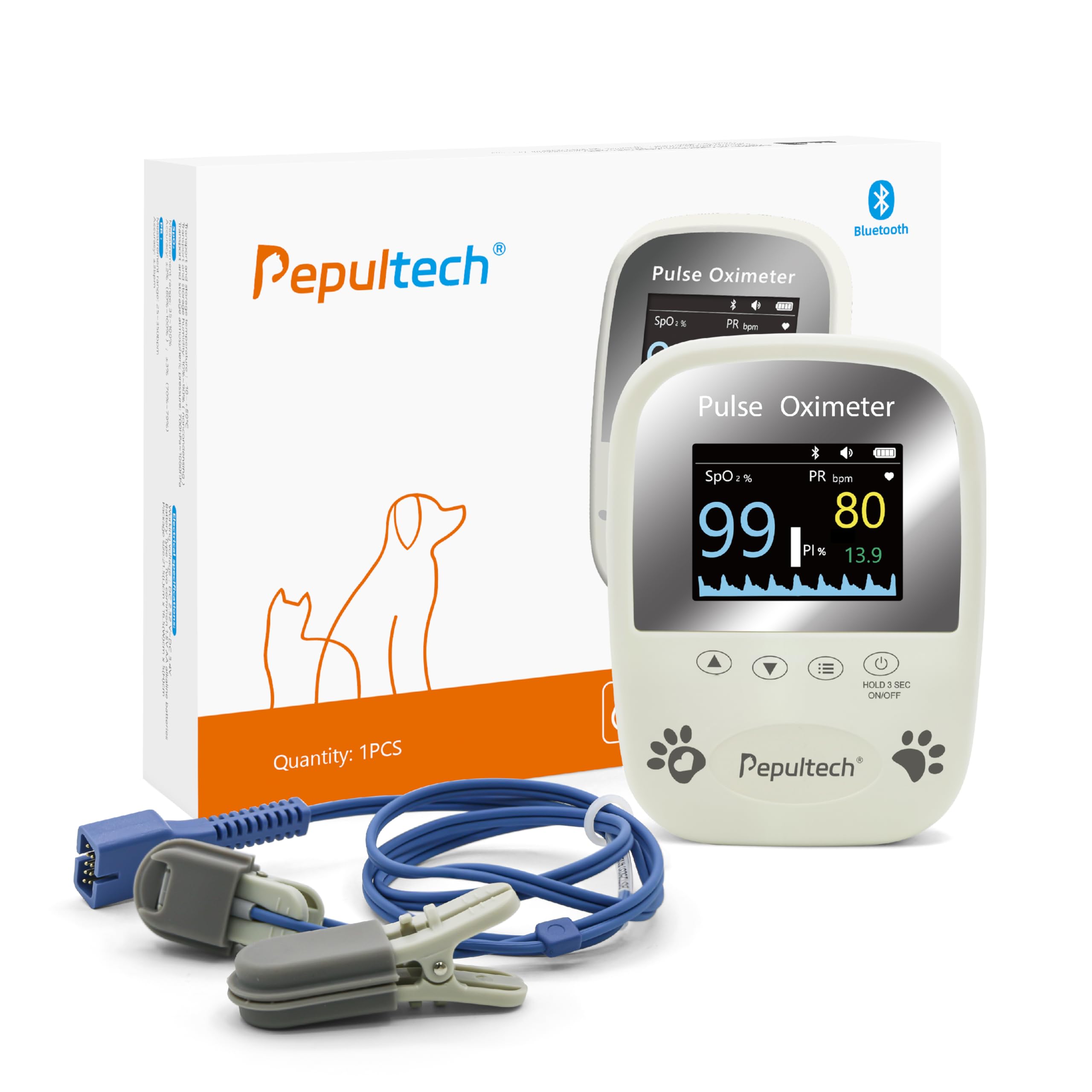 Oxymètre de pouls spo2 pour animaux, appareil d'oxymètre de pouls animal numérique portable pour chien de compagnie et chat sonde de langue, facile à utiliser, surveillance précise