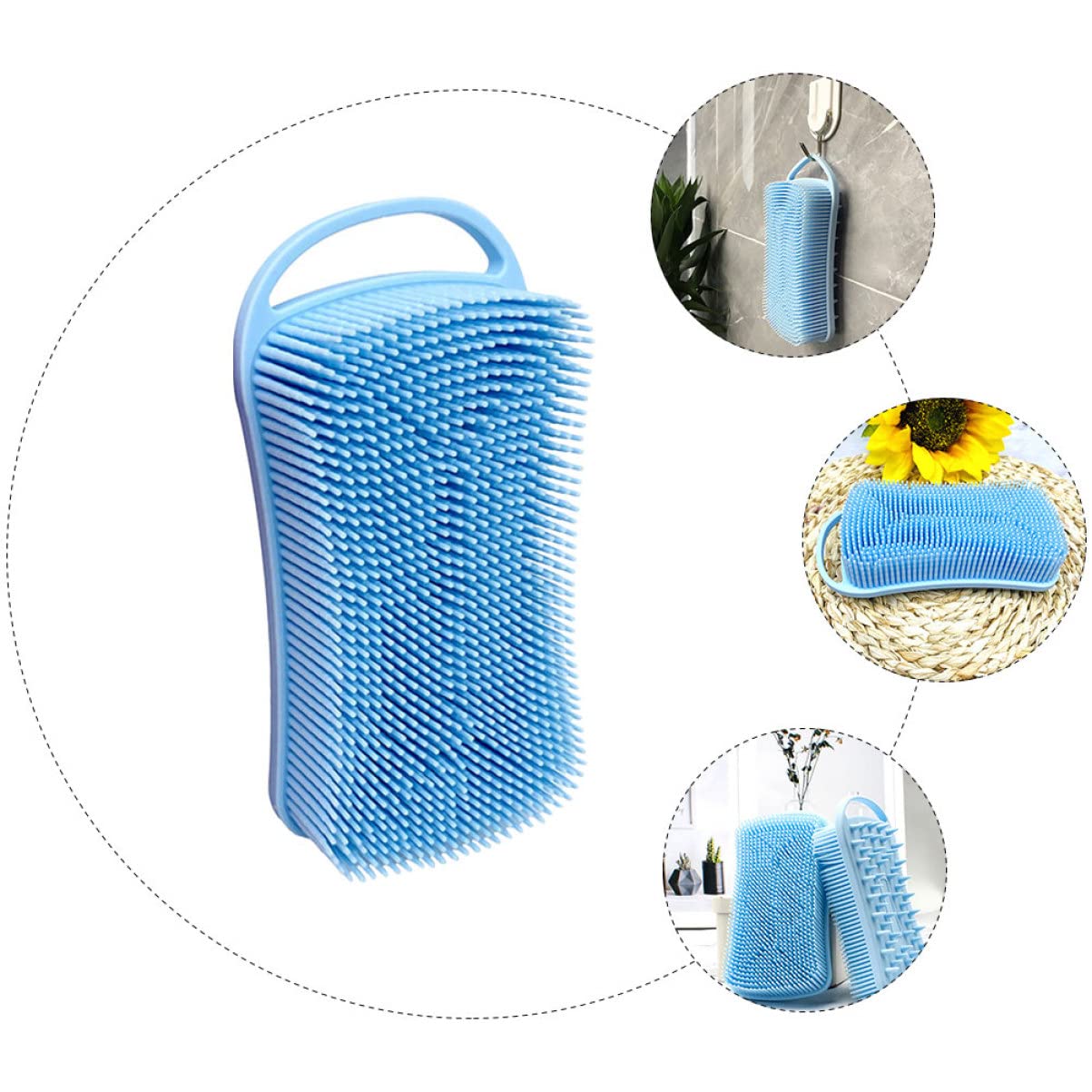 FRCOLOR 5pezzi Spazzola Da Bagno Silicone Per Massaggio e Pulizia Strumento Esfoliante Con Gancio Appeso Per Uso Domestico e Del Corpo