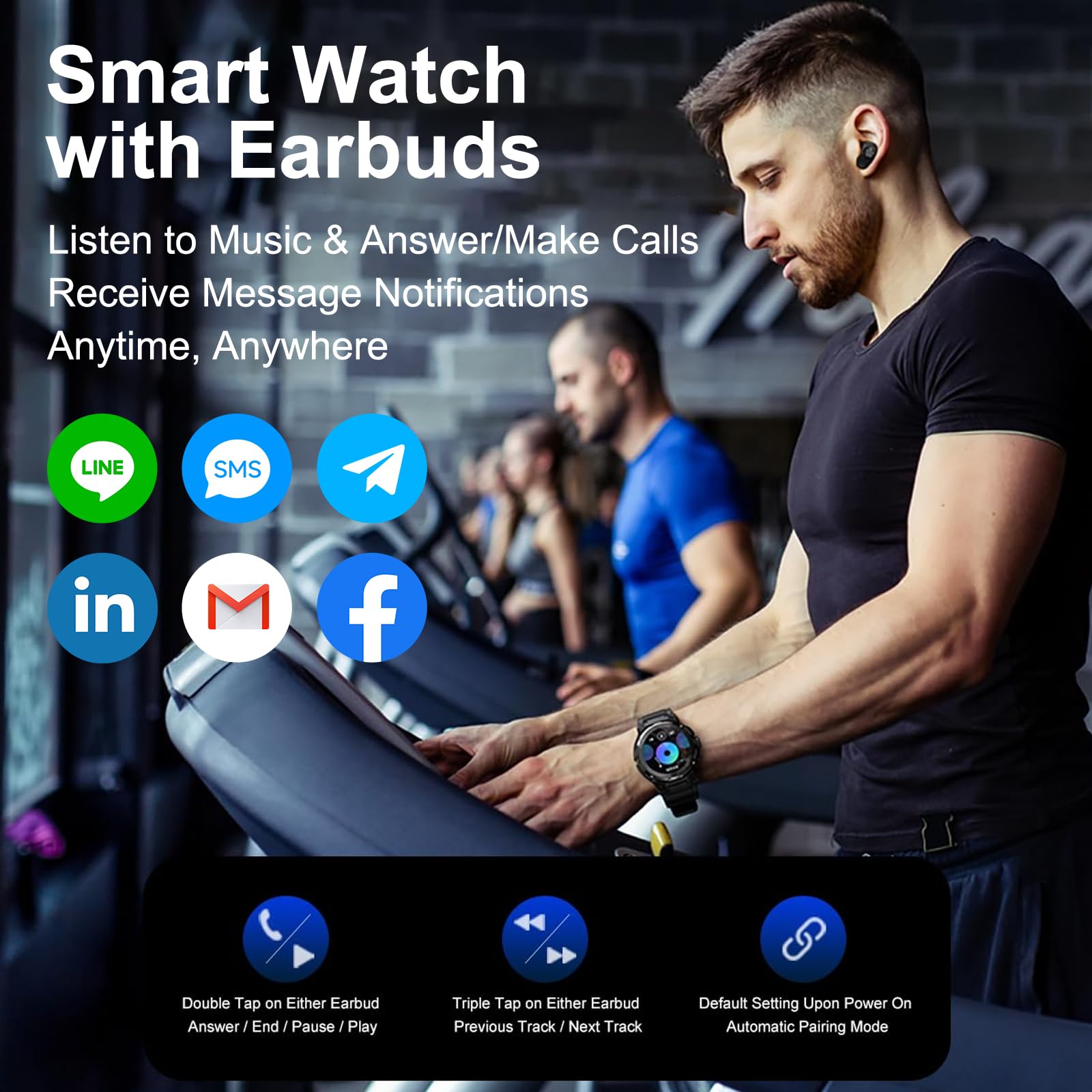 Smart Watch con cuffie da uomo, Bluetooth per chiamate può rispondere e effettuare chiamate, orologio fitness impermeabile IP67, fitness tracker
