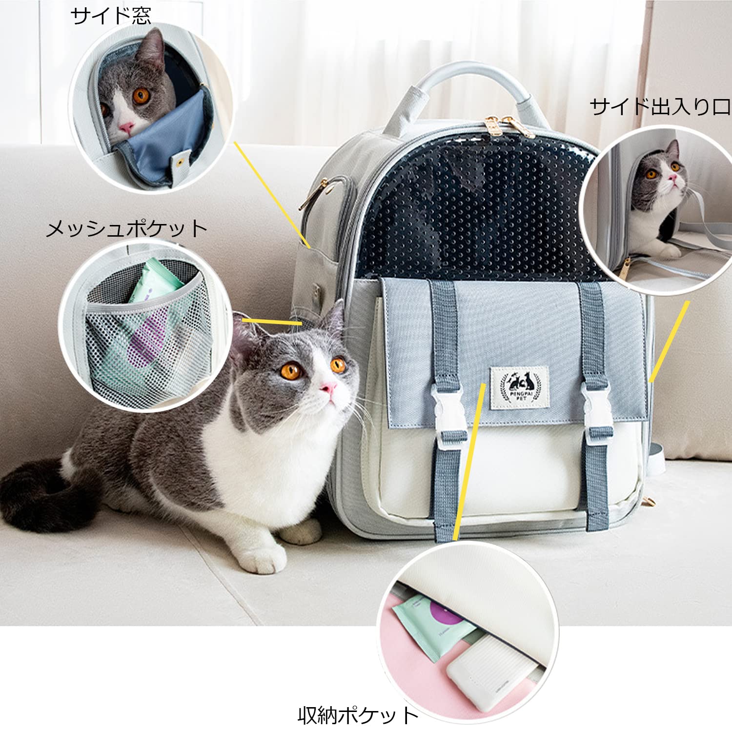 Amazon.co.jp: Xdronray ペットキャリーバッグ 犬猫用リュックバッグ