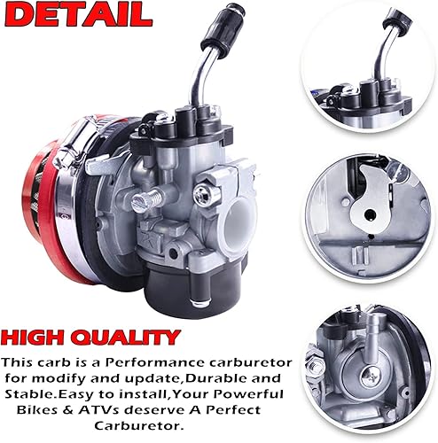 Vista 11 de Carburador de carreras de carbohidratos de 2 tiempos, 49 cc, 50 cc, 66 cc, 70 cc, 80 cc con filtro de aire para motor de 2 tiempos, motor