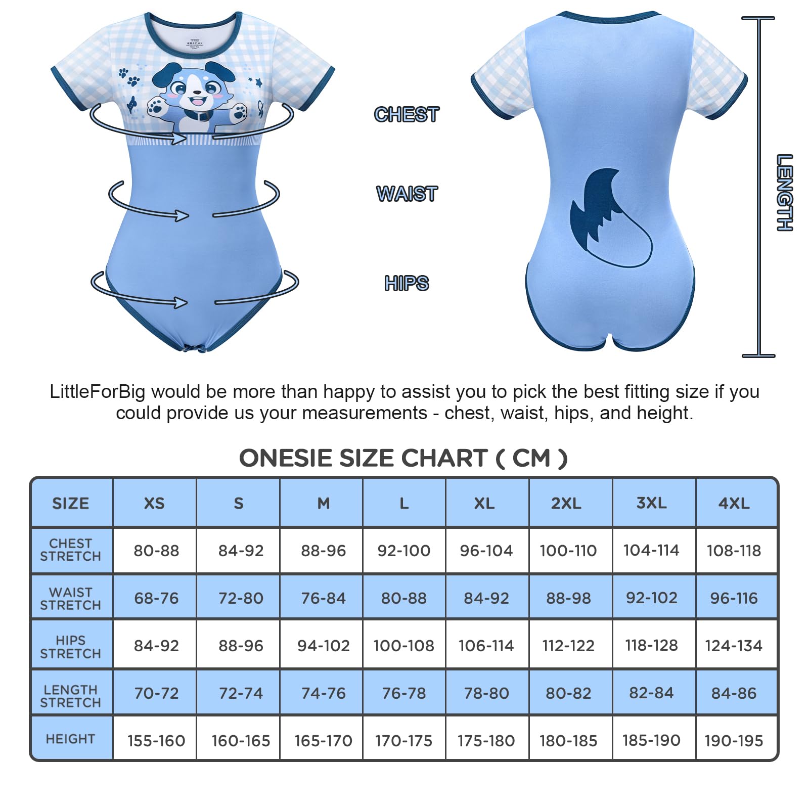 LittleForBig Jedwabiste śpioszki Onesie Piżama Body - Little Blue Onesie Body