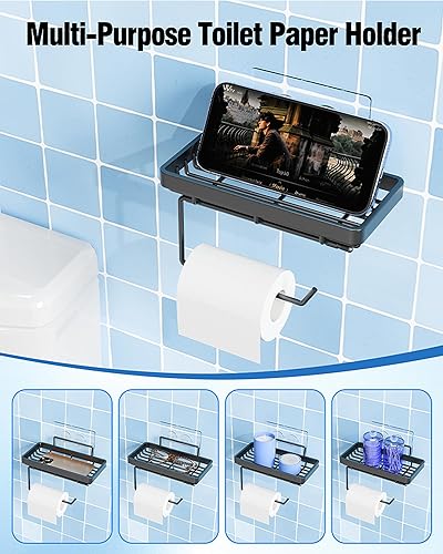 Miniatura 3 de Paquete de 7 estantes adhesivos de ducha de acero inoxidable para almacenamiento de baño, sin perforaciones, gran capacidad, acero inoxidable, para