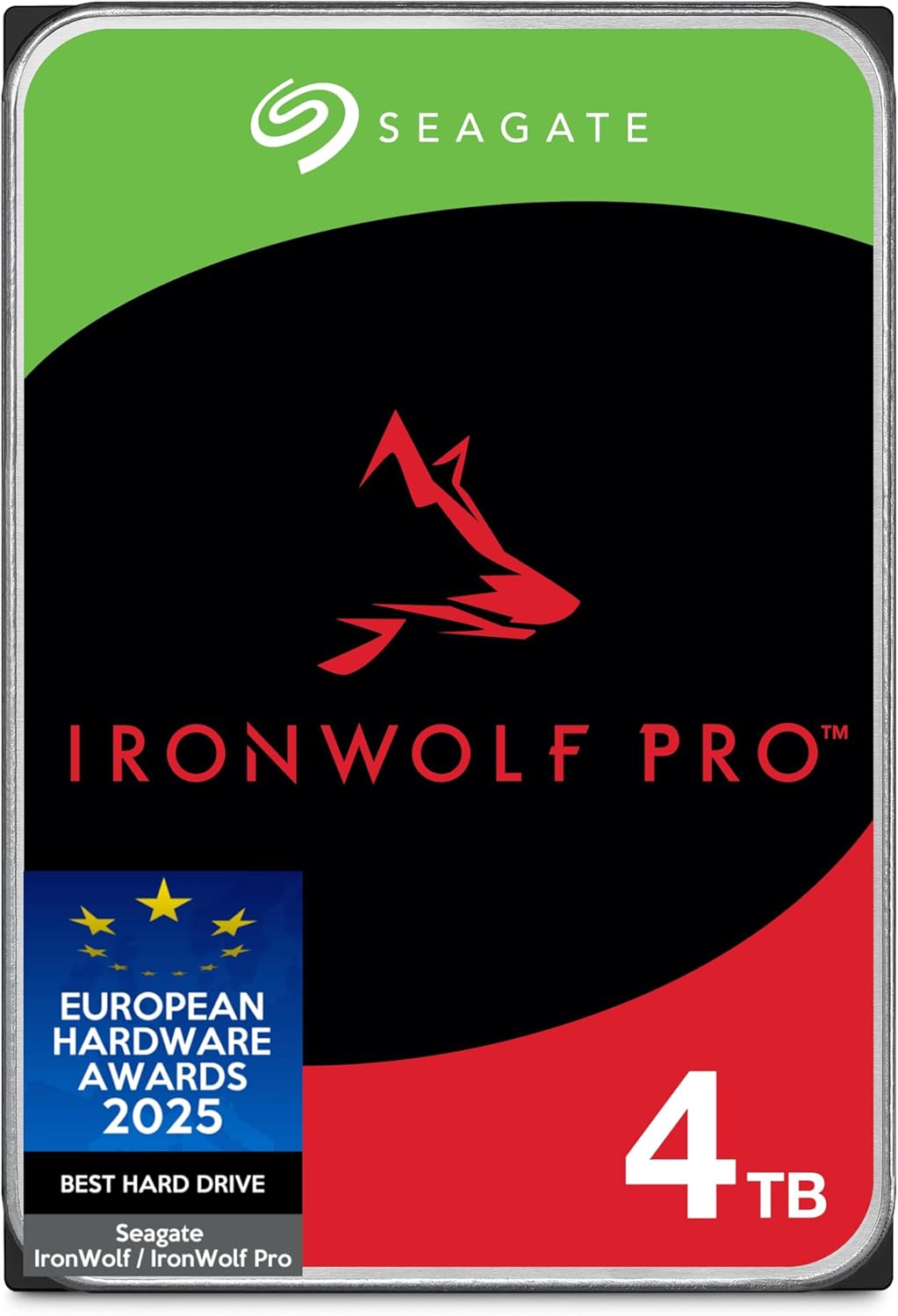 Seagate IronWolf Pro 4TB, Enterprise Internal NAS HDD, CMR, 3.5 Inch, SATA 6GB/s, 7.200 RPM, 256MB Cache for RAID NAS, Data Rescue Services, Frustration Free Packaging (ST4000NTZ01)