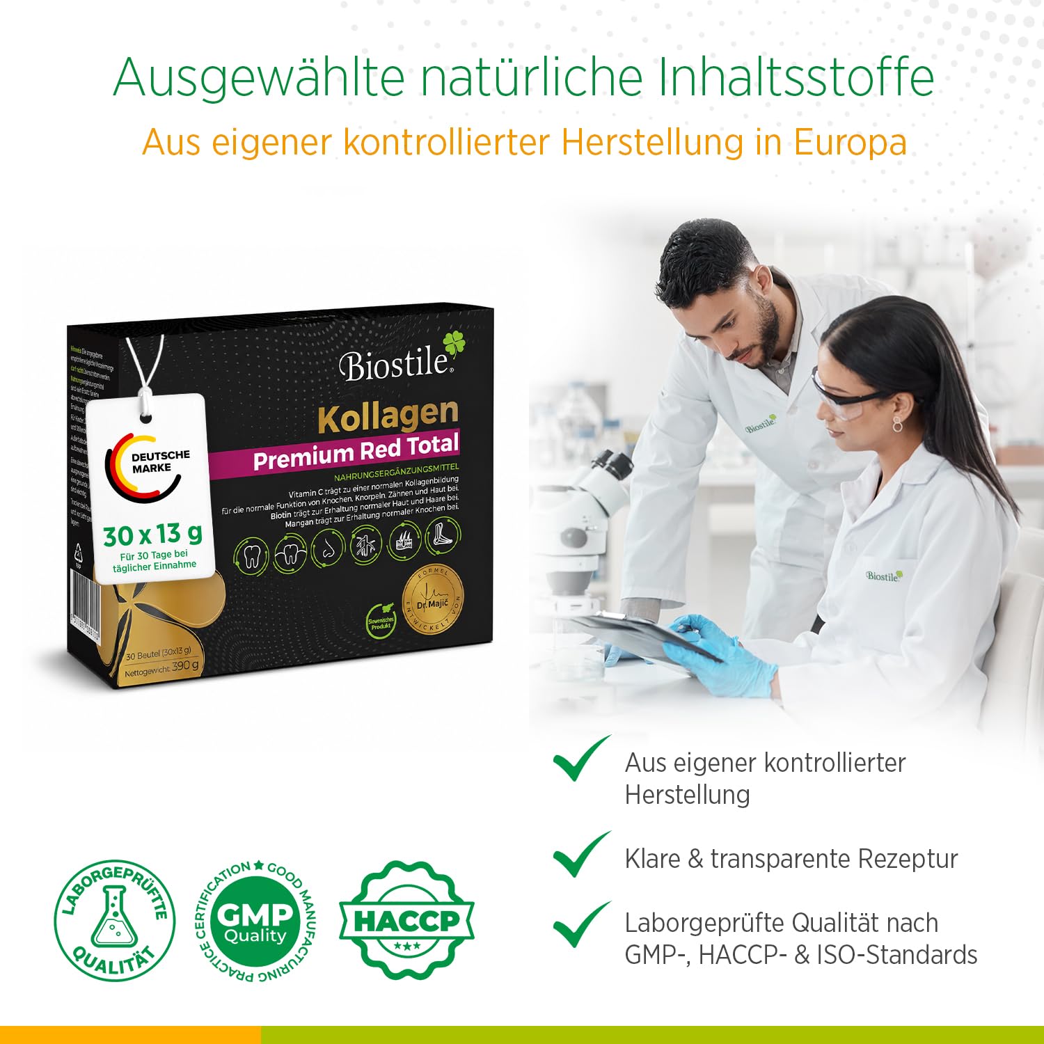 Collagen Premium Red Total – 30 Beutel mit 8600 mg hydrolysiertem Kollagen, Vitamin C, Curcumin, Shilajit, Zink, Kupfer, Biotin, Mangan und Silizium für Haut, Gelenke und Knochen