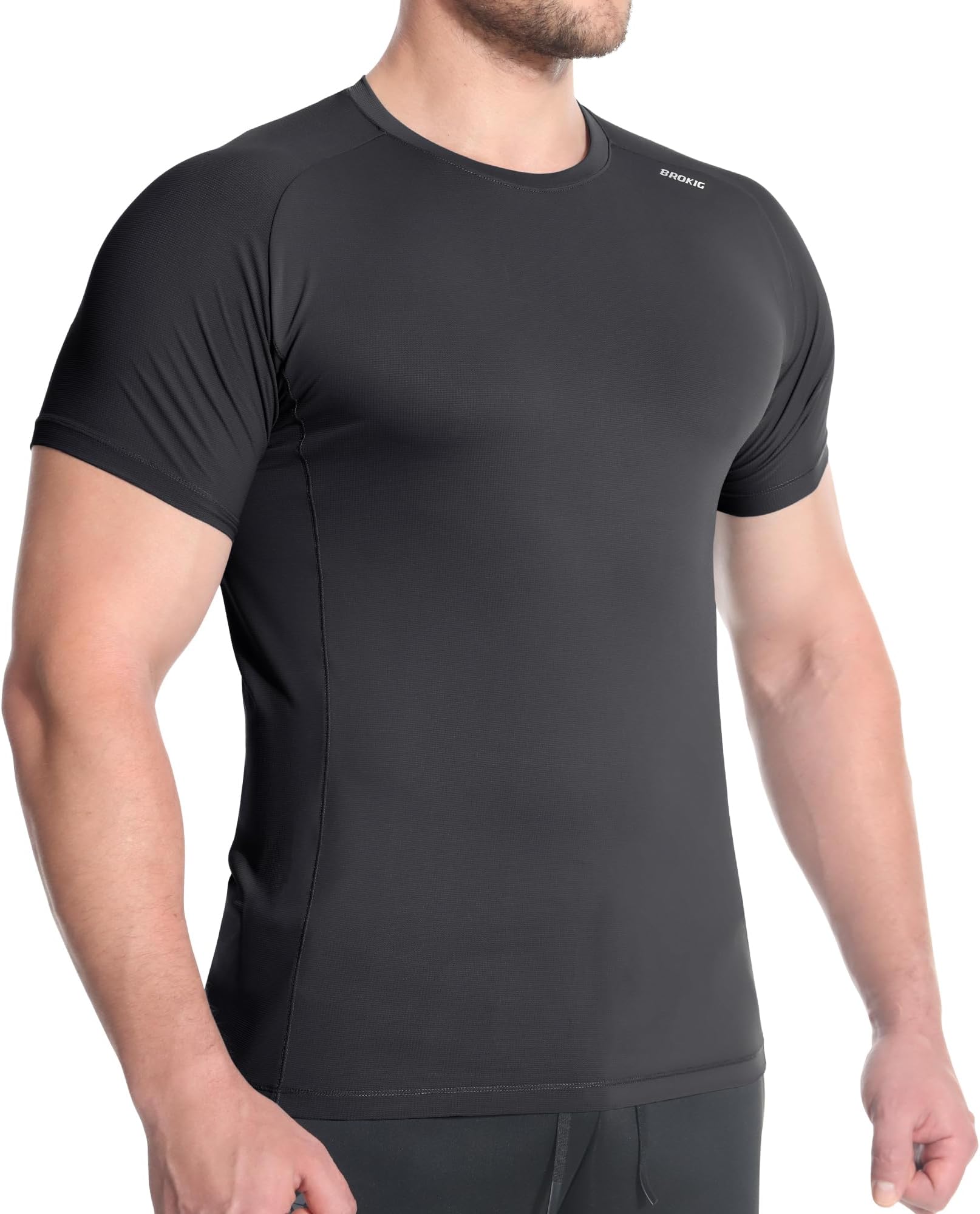 BROKIGMens Quick Dry Sports T Shirts,Cool Gym Running Shirts Lightweight Activewear Football Workout Tee Shirt Short Sleeve
