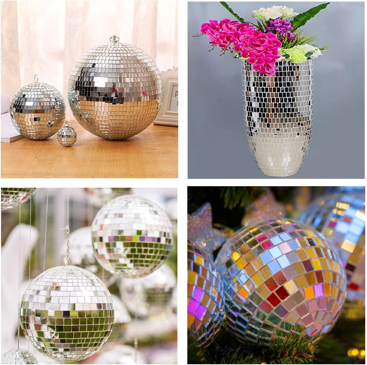 20 Rollen 32000 Stück mosaik spiegel selbstklebend,Mosaikfliesen für Discokugel Basteln,DIY Handwerk Dekoration,KTV (Silber)