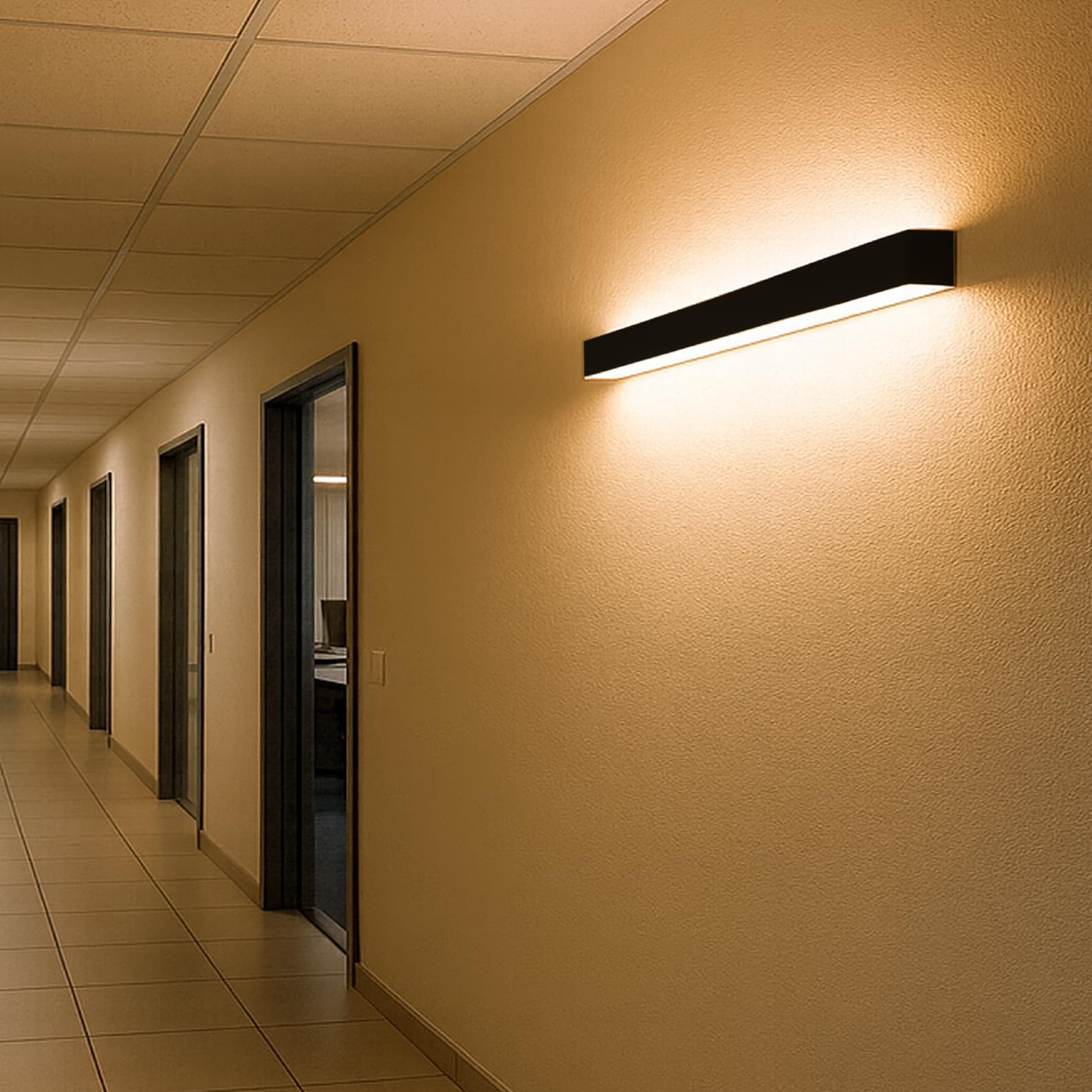 LED ATOMANT 4x Aplique de Pared LED Negro 83CM 14W Color Luz Calida | Color Blanco Calido 3000K, Uso horizontal o vertical, Apto para exterior e interior, Diseño moderno y resistente