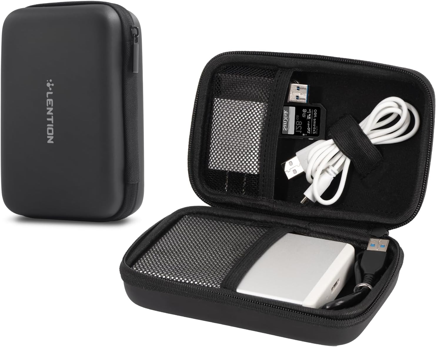 Travel Cable Organizer, EVA Waterproof Charger Organizer Electronics Tech Pouches for Organization, Cord Storage, Power Bank, SD Card, Phone Charger, Earphone, Hard Drive, Mouse