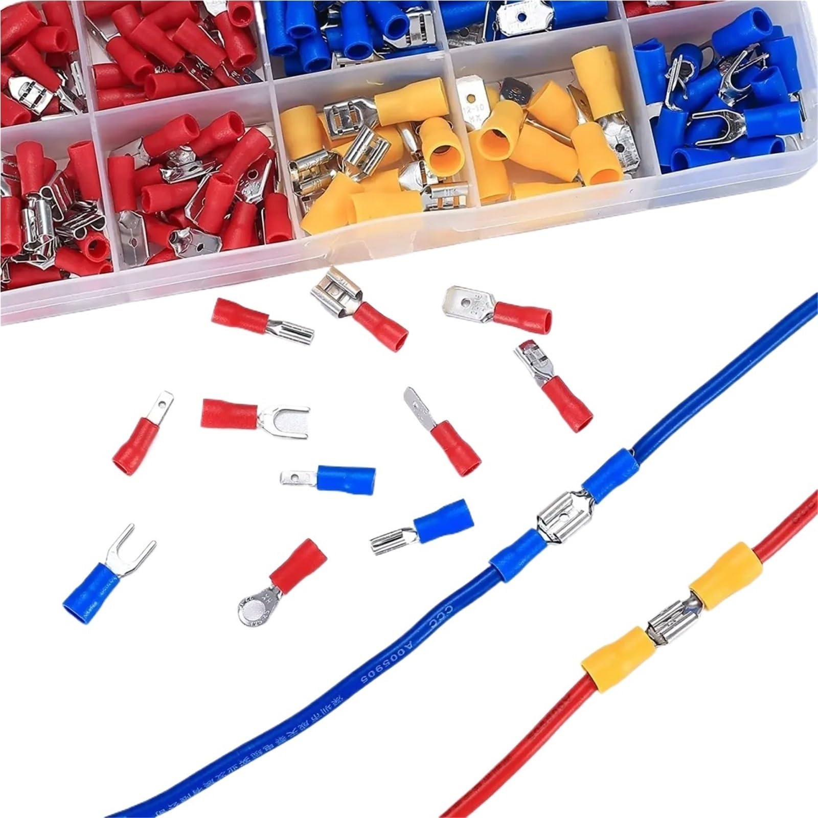 Cosses à sertir isolées, connecteurs de fils, 2 jeux câbles, bagues connexion électriques, cosses roulées assorties, kit pour terminaisons diverses(480pcs)