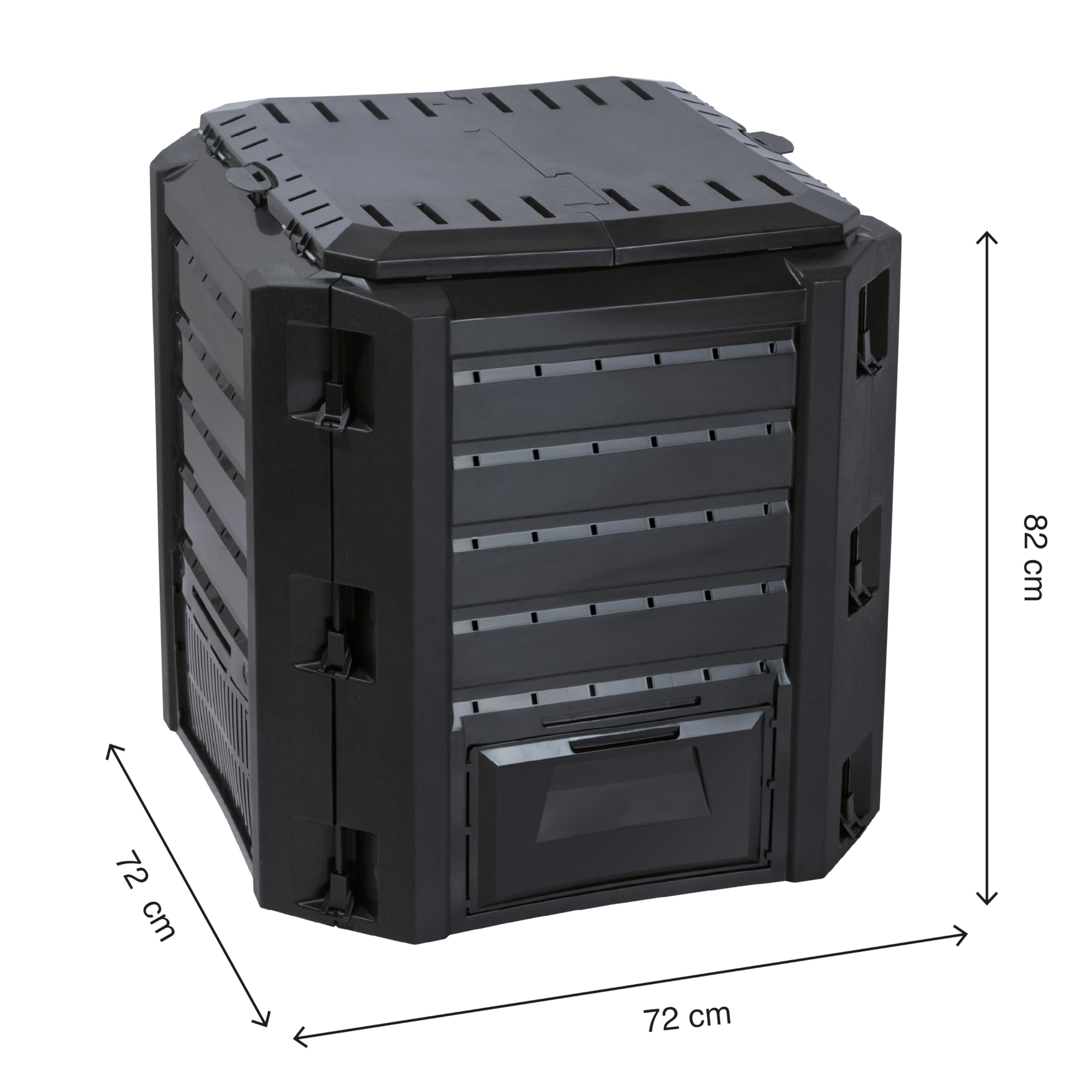 KG KITGARDEN - Compostador de Jardín con Capacidad de 380L, Eco Friendly, 82.6x71.9x71.9cm, Negro