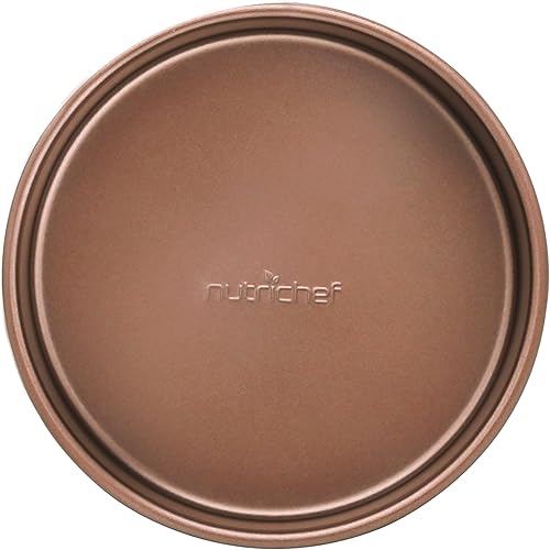 NutriChef Molde redondo dorado de 7 pulgadas, superficie de capa con revestimiento antiadherente, ideal para preparación de alimentos, servir,