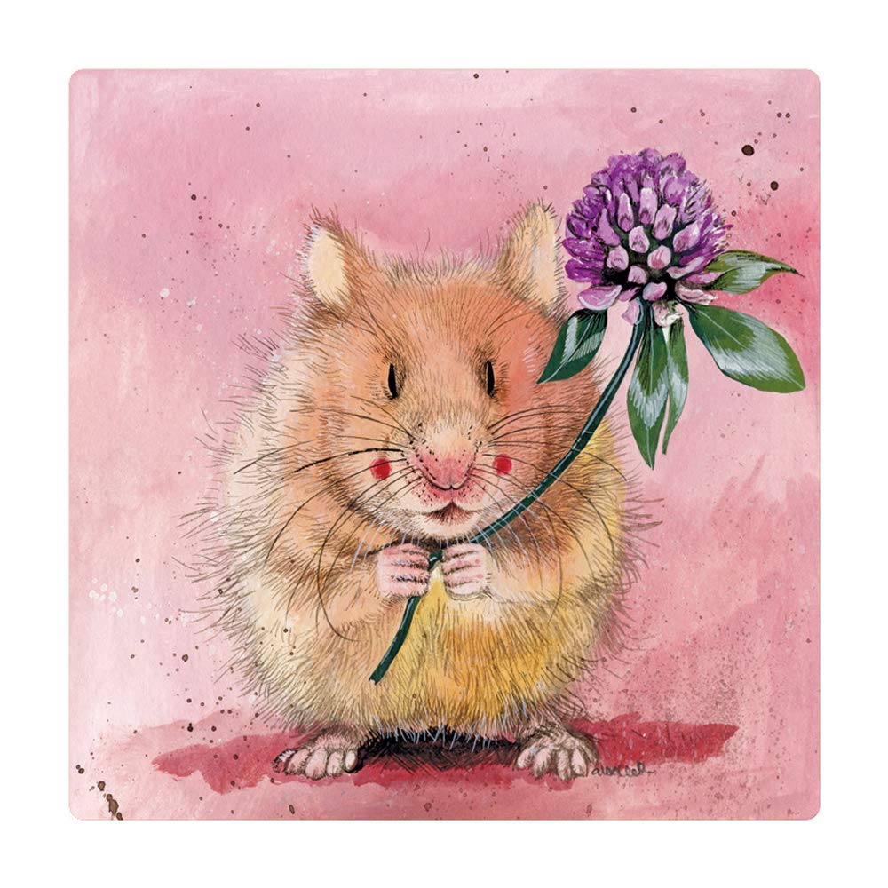 ALEX CLARK Herbert Hamster Fridge Magnet - Pets - Flower - Colourful - Original Artwork - Fridge Magnet for Animal Lovers - Magnetic Art Tile - Gift Ideas - Designed in The UK...