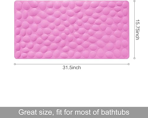 Miniatura 3 de OTHWAY - Alfombra de baño de goma, suave y antideslizante con ventosas potentes, para la tina (rosado Barbie)