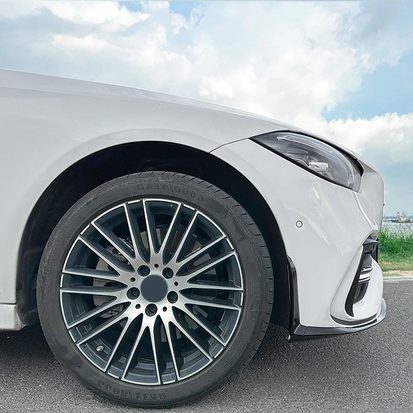 Kompatybilny z Mercedes-Benz C-Class W206, S206, C200, C260, C43, AMG 2023+, przedni spojler, zestaw do stylizacji samochodu, akcesoria zewnętrzne, wygląd włókna węglowego