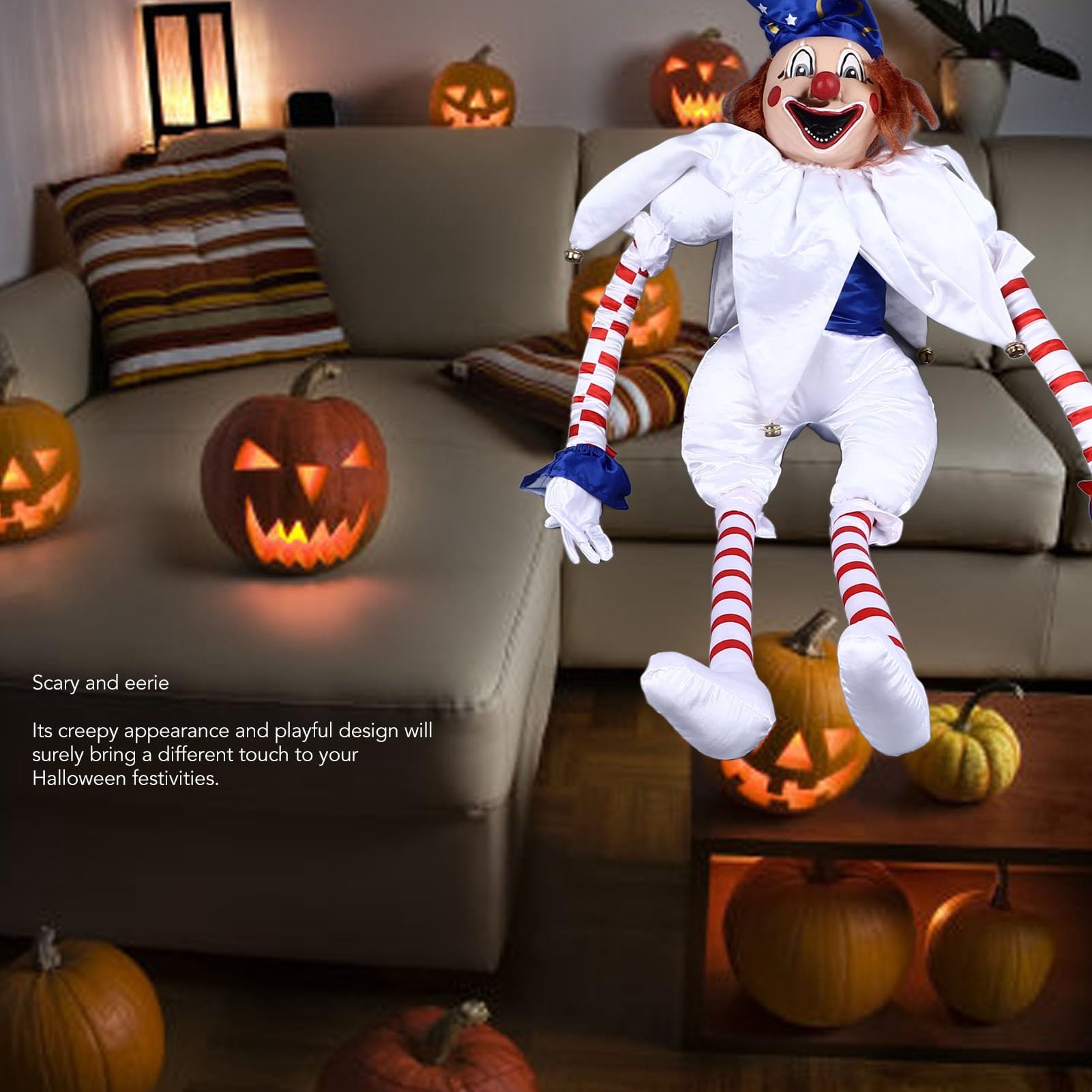 Amazon | ハロウィンの怖いピエロ人形、不気味な装飾ハンギング