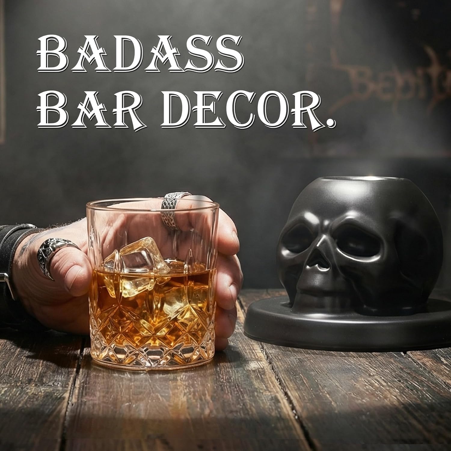 Whiskey Smoker Kit with Torch – Ceramic Skull Old Fashioned, Bourbon & Cocktail Drink Smoker – Unique Valentines Day Gifts for Men, Husband, Boyfriend & Him – Cool Bar Accessories & Gadgets Set