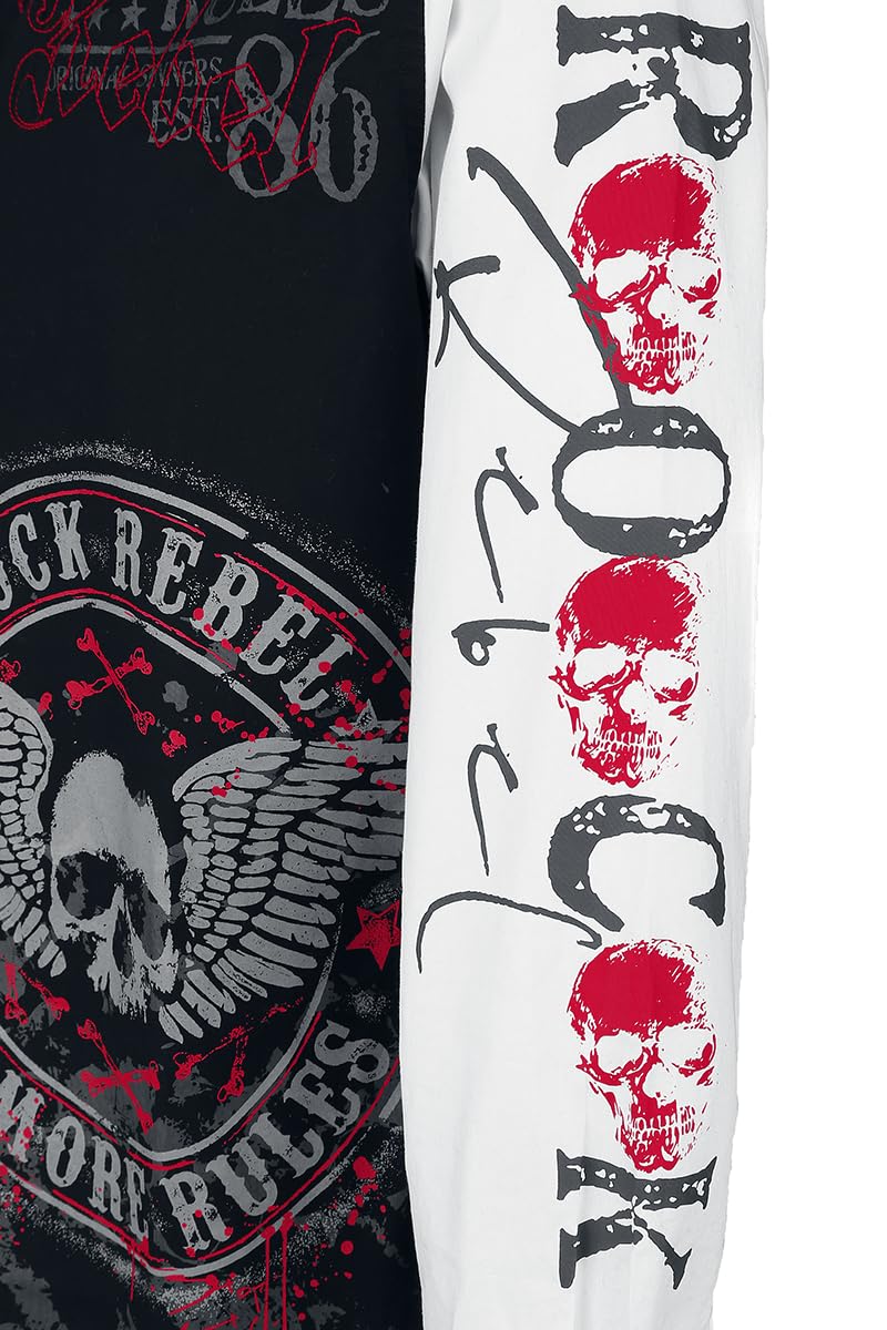 Rock Rebel by EMP Herren schwarz-weißes Hemd mit rockigem Print