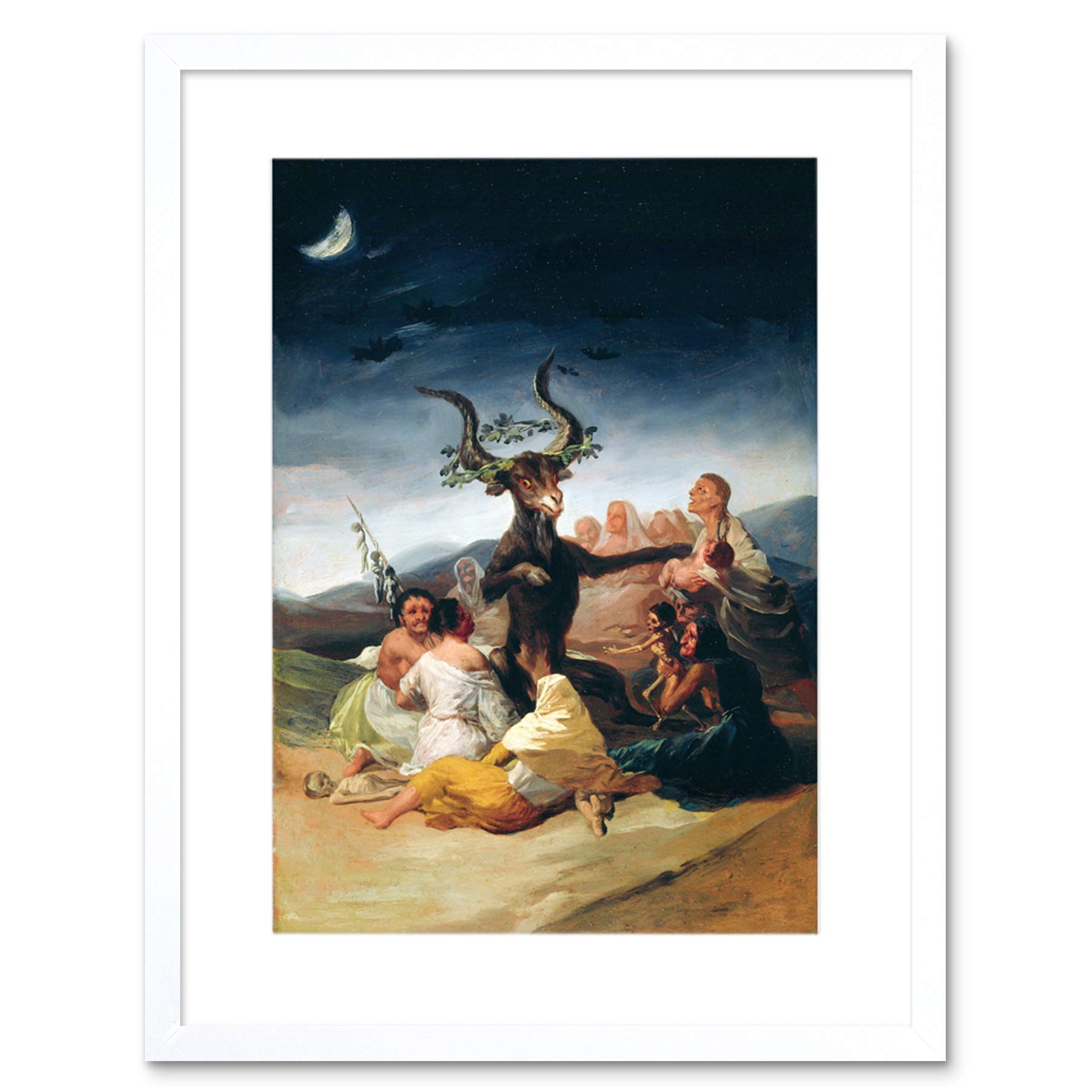 Wee Blue Coo Painting Fantasy Landscape Goya Witches Sabbath Framed Wall Art Print