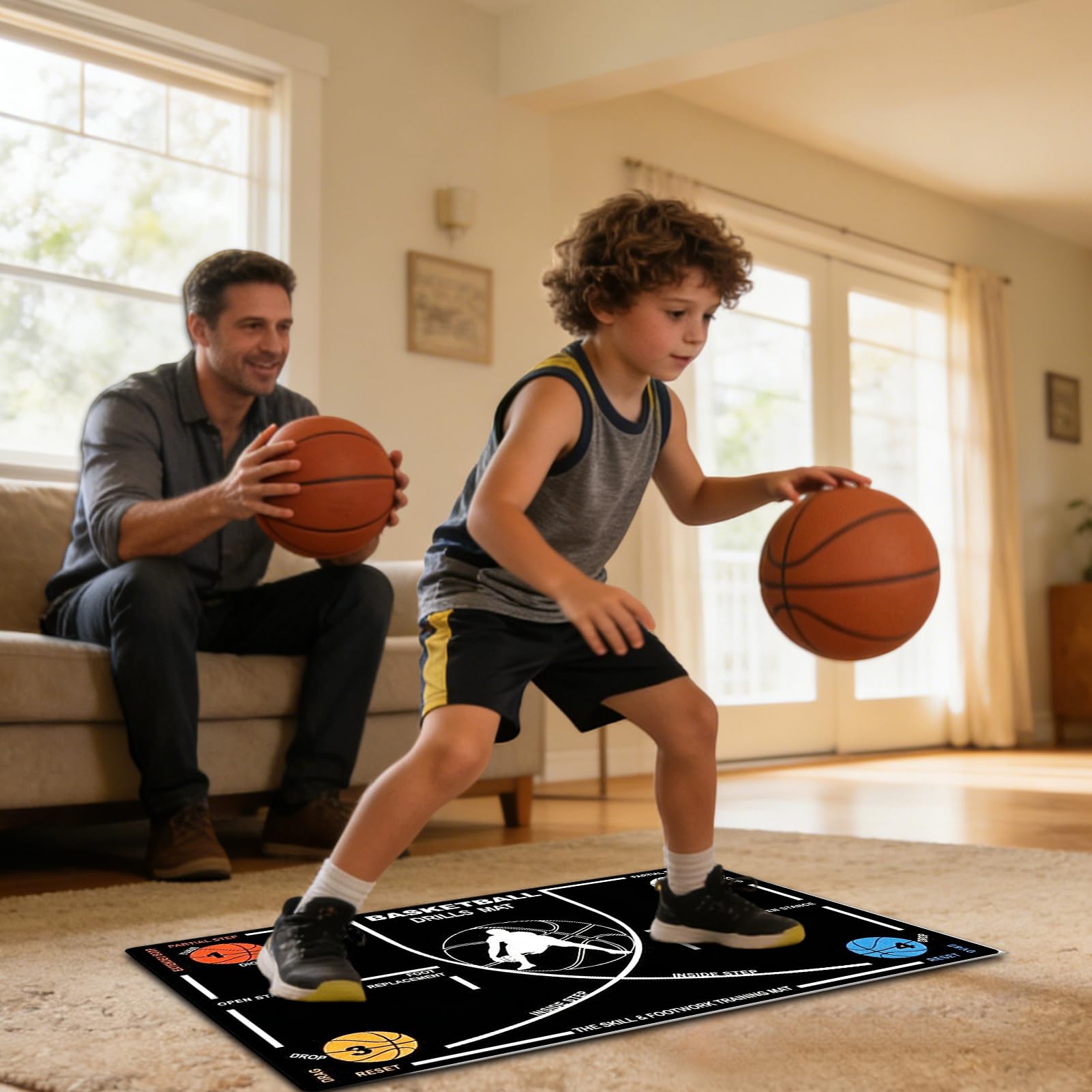 Alfombra Entrenamiento Baloncesto, Base Entrenadora De Agilidad Antideslizante Y Silenciosa, Alfombra de Entrenamiento Antideslizante, Entrenador de Baloncesto Portátil para Niños Jóvenes Adultos Uso