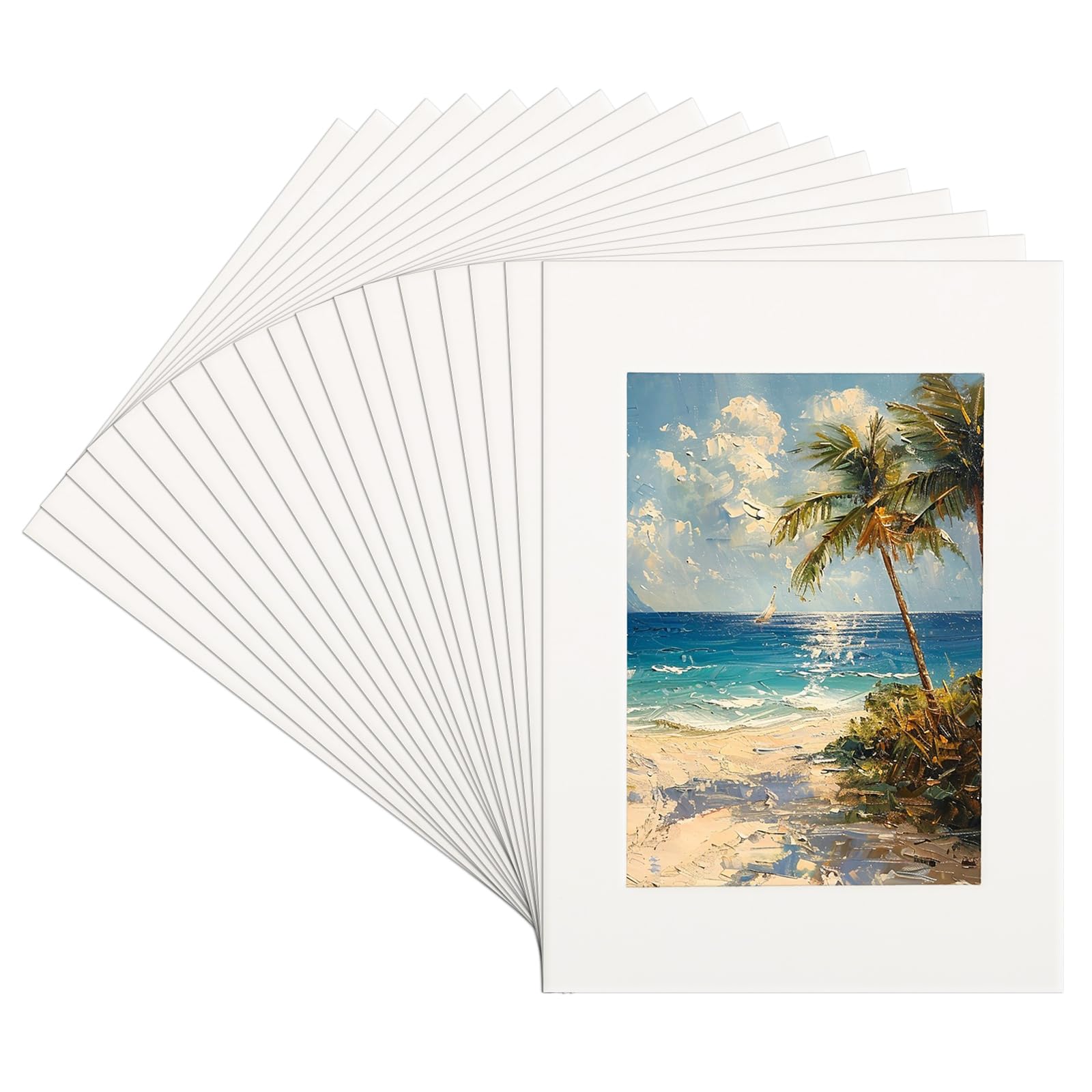 Confezione da 18 tappetini bianchi per cornici da 13 x 18 cm, tappetino da 12,7 x 17,8 cm per foto da 10 x 15 cm, kit pre-tagliati, riutilizzabili, per foto, opere d'arte ad acquerello