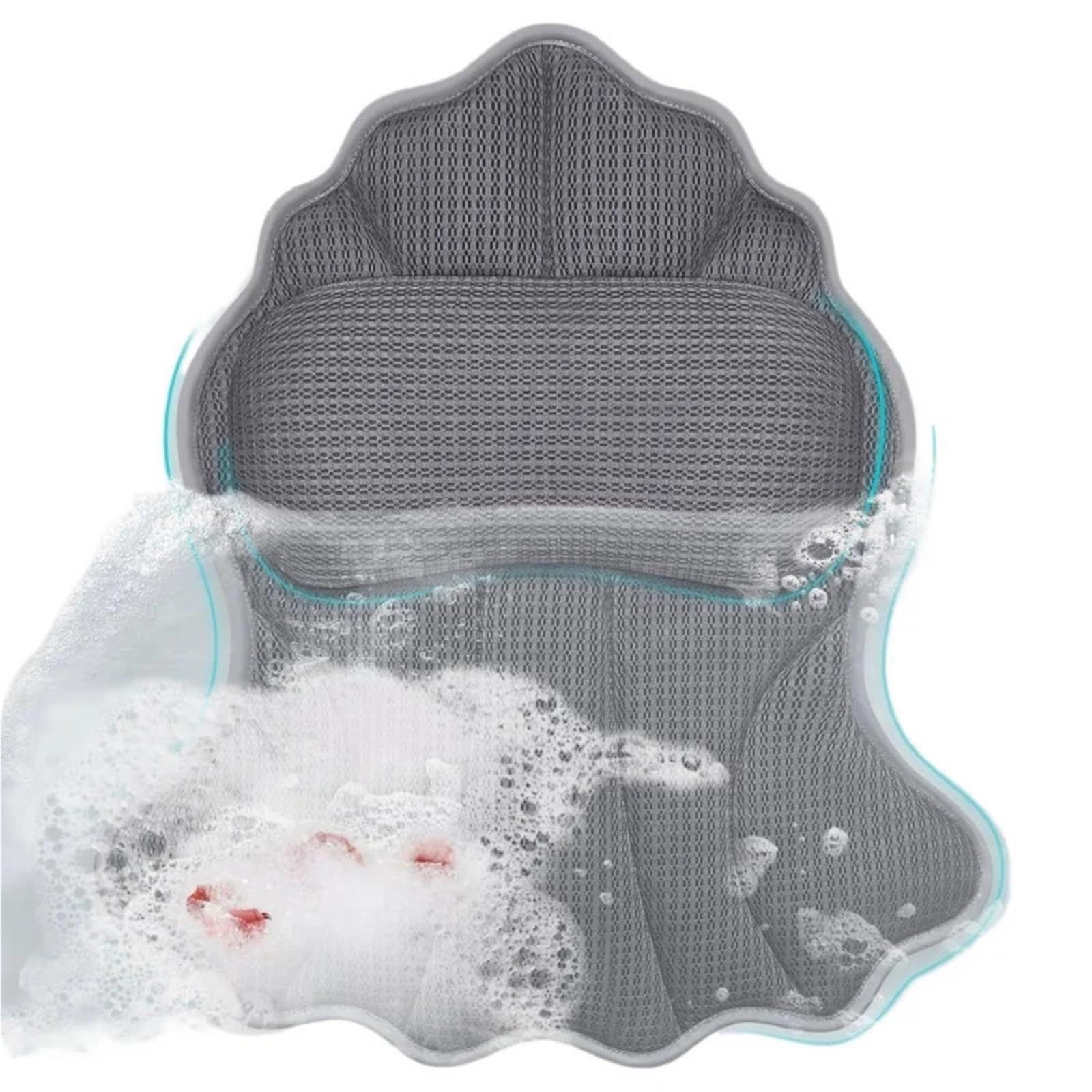 Bath Pillow Non-slip Bathtub Headrest With Suction Cups. A Comfortable Massage Pillow For A Relaxing Experience
