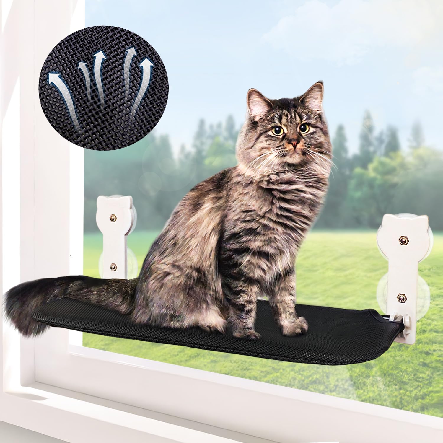 Dracarys Hamaca Gato Ventana Hamaca para Gatos, Robusta Plegable Cama Gato Ventana, Inalámbrica Hamaca Gatos para Interior Tomando el Sol, Cama Ventana para Gatos Soporta hasta 20 kg (60x30x20cm)