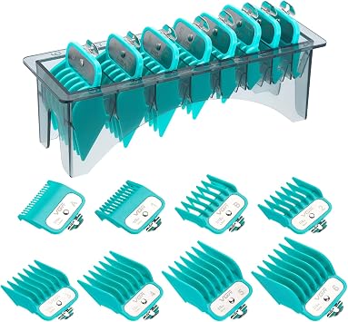 VGR 891 Professional Hair Clipper Attachment Comb Set,8 Pcs Hair Cutting Guide Combs with Limit Comb Rack for Most Hair Clippers,with Metal Clip,from 1/16 Inch to 3/4 Inch1.5-19mm