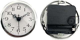 ULIJTH Reloj redondo de cuarzo de 80 mm, movimiento en miniatura, números arábigos, esfera blanca, cabeza de reloj para proyectos de manualidades