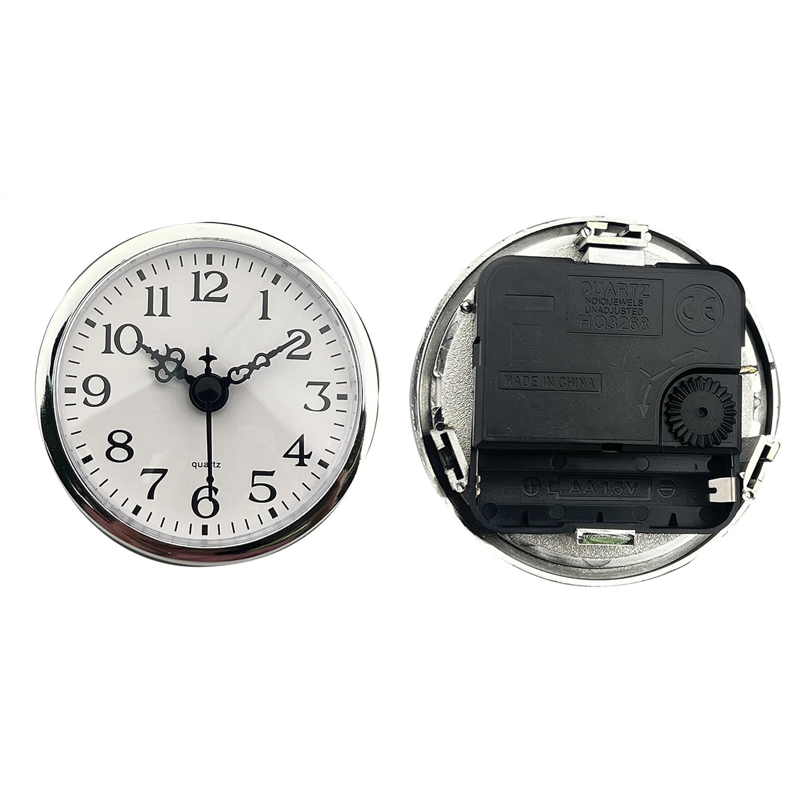carotoe 80mm Round Miniature Quartzs Clock Insert with Arabic Numerals White Dials Clock Replacement Accessories for Parts Head Replacement