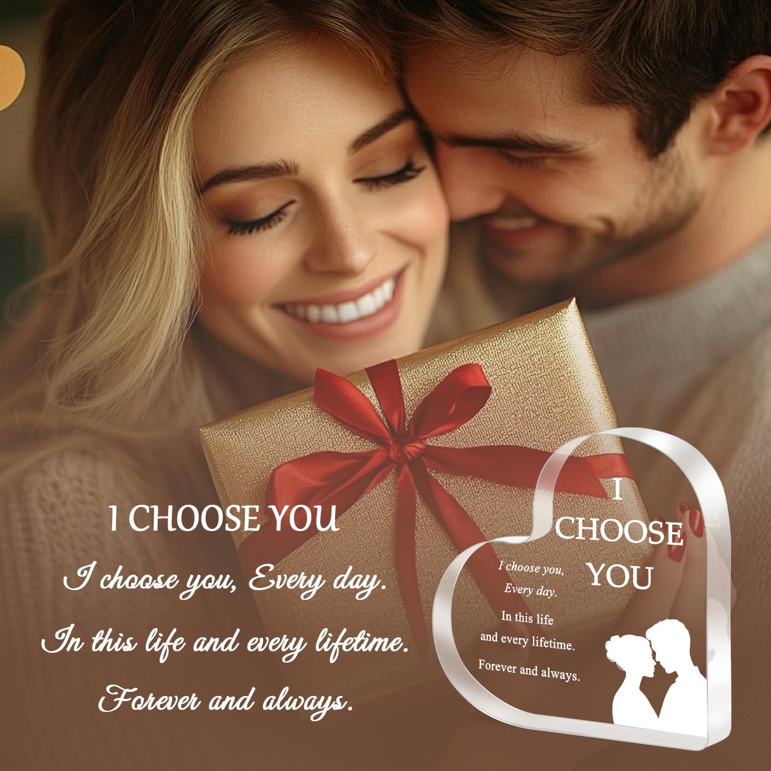 Birthday Gifts for Girlfriend Boyfriend Wife Husband, I Choose You Gifts for Him Her – Acrylic Heart Plaque Romantic Gift, Anniversary Wedding Valentine's Day Birthday Gift Home Decor