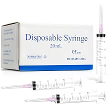 20 mL Syringes with Needle 18 Gauge 1.5 inch - 20cc Large Capacity Luer Lock Syringe, 50 Pack Individually Wrapped - Heavy Duty for Epoxy Resin, Industrial Lubrication & Scientific Use