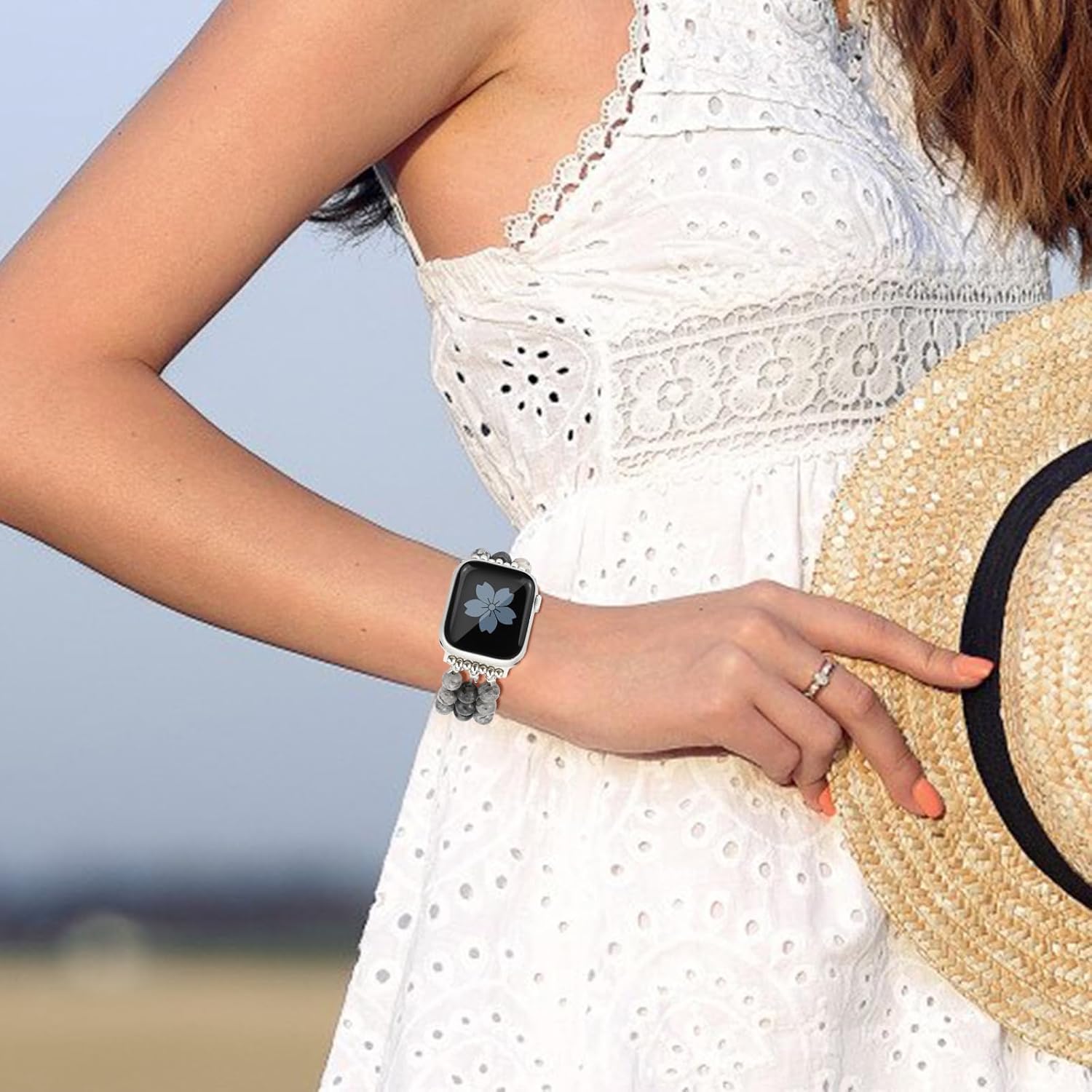 Natural Stone Bracelet Beaded-Bands Women Compatible with Apple Watch 38mm 40mm 41mm 42mm (S10/11) Feminine Cute Handmade Stretch Strap for iWatch Series 11/10/9/8/7/6/5/4/3/2/1 SE 3/2/1 - Image 5