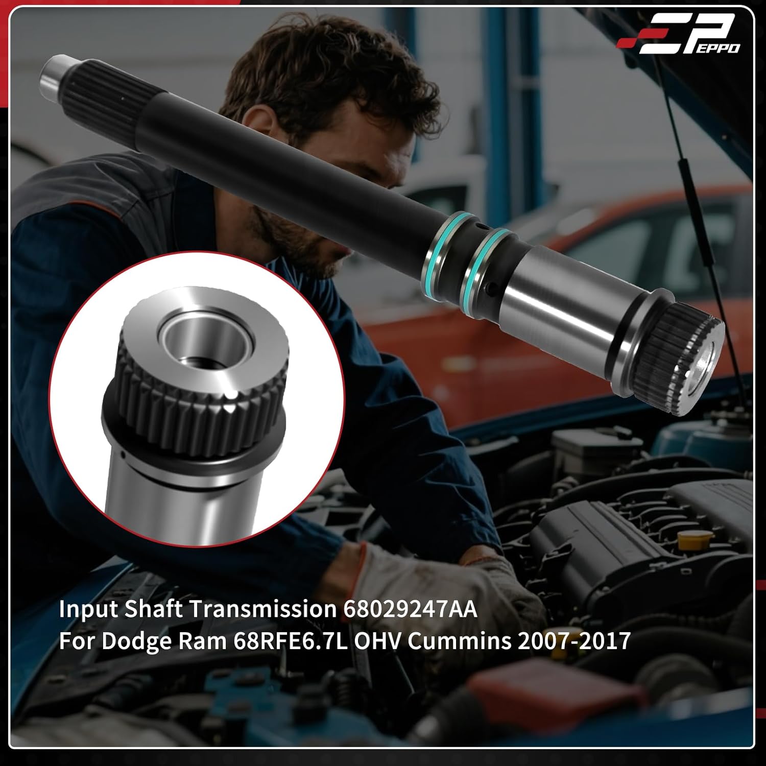 Transmission Input Shaft 68029247AA for Ram 2007-2018 2500 3500 6.7L Cummins Diesel 68RFE Transmission 300M Billet