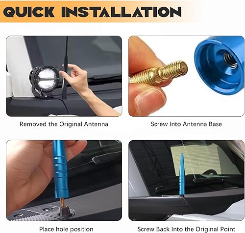 Miniatura 5 de Antena tipo bala para auto, antena de aluminio de repuesto compatible con Ford Bronco 2021 2022 y Dodge Ram 1500 1997-2023 para accesorios Ram 1500