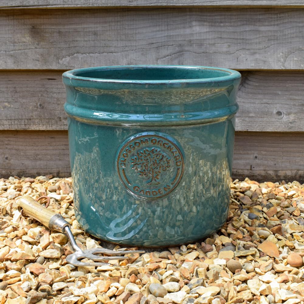 Bedwen Teal Glazed Cylinder Planter - Blossom Orchard (, Large)