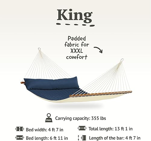 Miniatura 4 de LA SIESTA Alabama - Hamaca acolchada con barra esparcidora y montaje en casa, kit de suspensión para paredes, techos y vigas cuadradas, hamaca