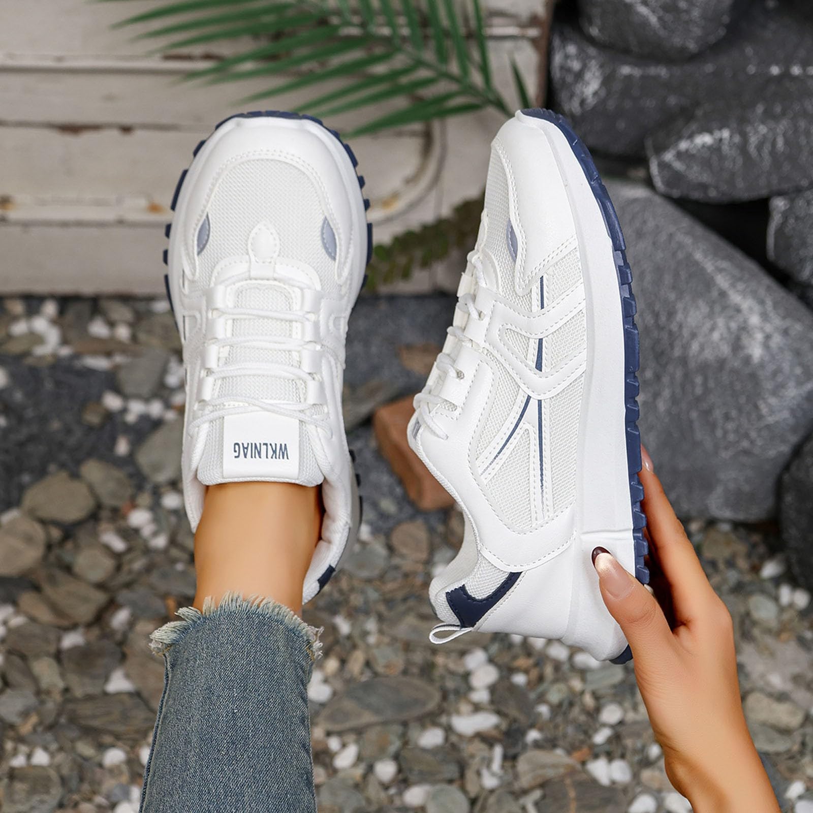 Zapatos de mujer con plataforma elevada para caminar transpirables con amortiguación para todo el día, calzado casual de moda