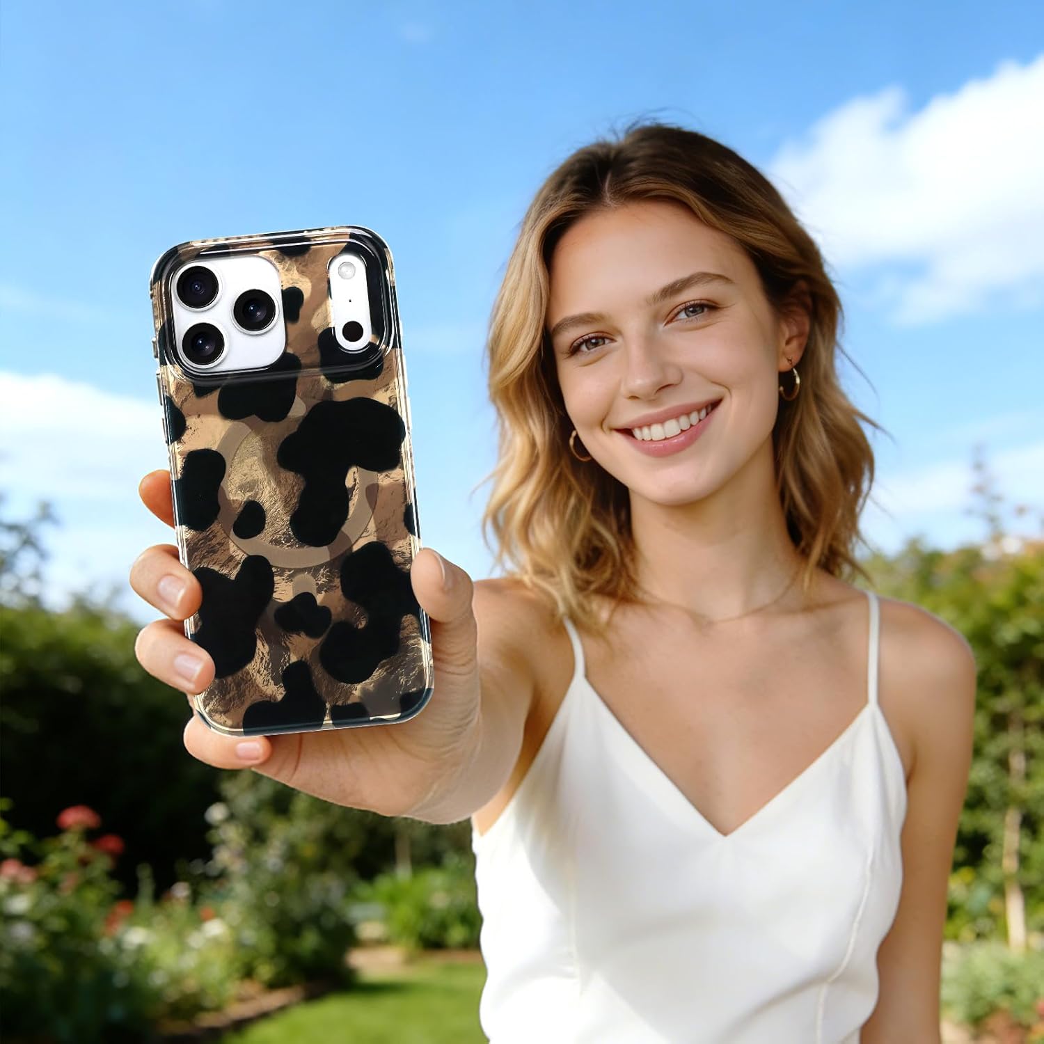 Fiyart Designed for iPhone 17 Pro Max Case Cheetah Leopard Cow Print Compatible with MagSafe Glossy Amber Trendy Shockproof Magnetic Phone Leopard Print Cover for Women Girls 6.9"-Light Brown