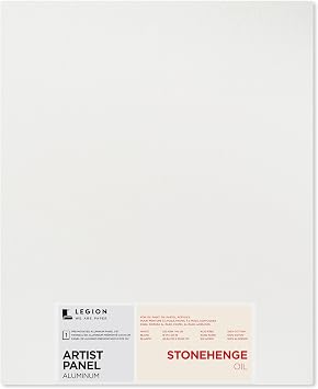 Legion Artist Panel, 1/8" Composite Brushed Aluminum with Stonehenge Oil 100% Cotton White 320gsm Paper, 16 x 20 inches for Oil Media
