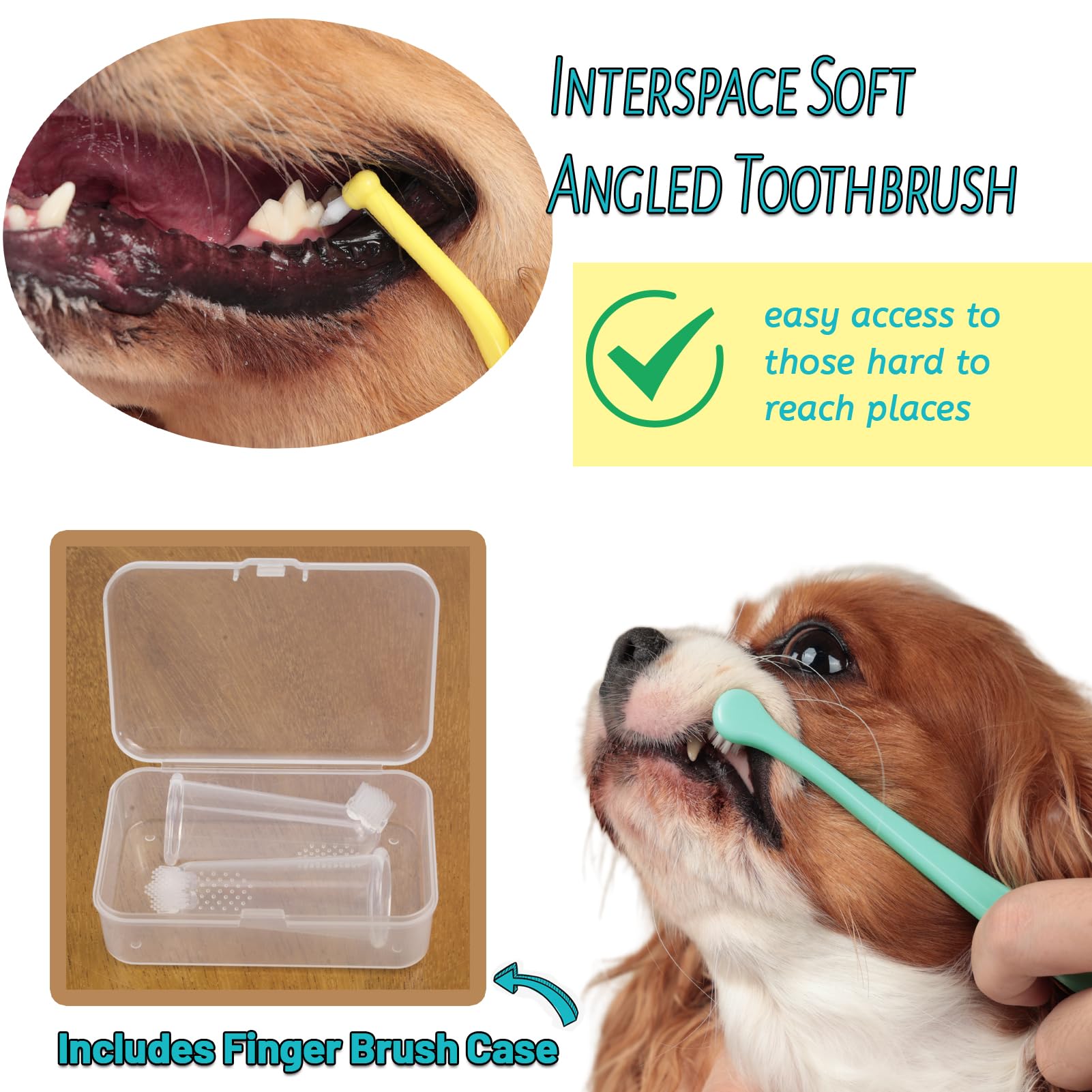 E.M&S.T by Emmeliestella - Kit de cepillo de dientes para perros y gatos pequeños, micro cabeza, cepillo de dientes para gatitos, cepillo de dedos, kit de iniciación, diseño redondo y puntiagudo,