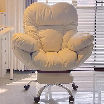 Reclining Big and Tall Executive Office Chair with Footrest, Leather Computer Gaming Home Desk Chair Adjustable Ergonomic Work Lazy Armchair