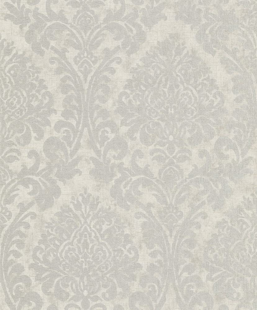 Grandeco Silver Life Nomad Chenille Damask Wallpaper A50105 - Vinyl Damask
