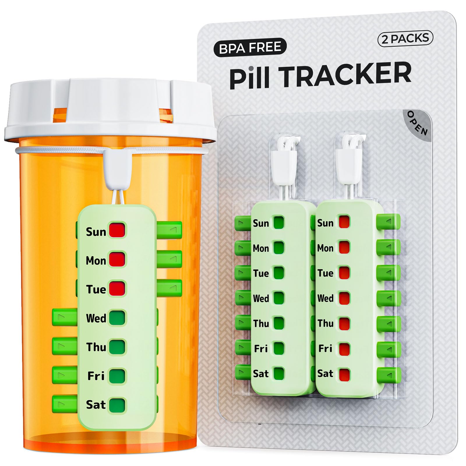 Reusable Pill Reminder for Meds Organizers and Bottles Arthritis-Friendly Pill Tracker No Refill Needed Anti-Slide Medication Tracker Compact