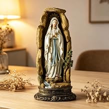 Our Lady Of Lourdes Statue, 12.6 Inch Resin Virgin Mary Garden Decor