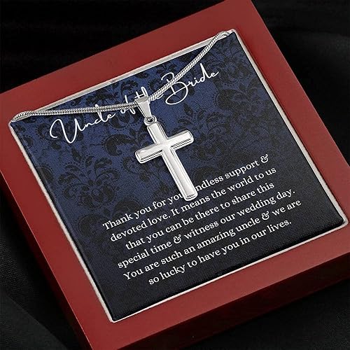 Miniatura 3 de Regalo personalizado Collar de cruz, tío de la novia, regalo de boda de novia y novio, regalo de agradecimiento de fiesta de novia, regalo de boda