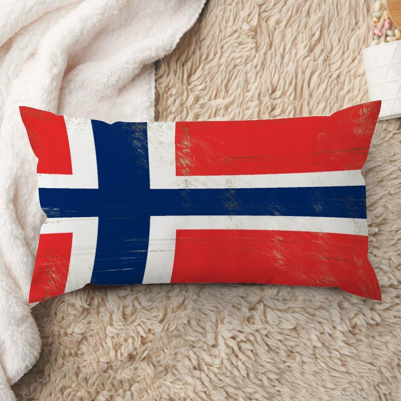 Madcolitote Norway Nation Flag Throw Pillow Covers 12x24in Country City Souvenir Norway Pillow Cases Patriotic Cushion Cover Accent Pillowcase Decor for Bedroom Living Room Sofa